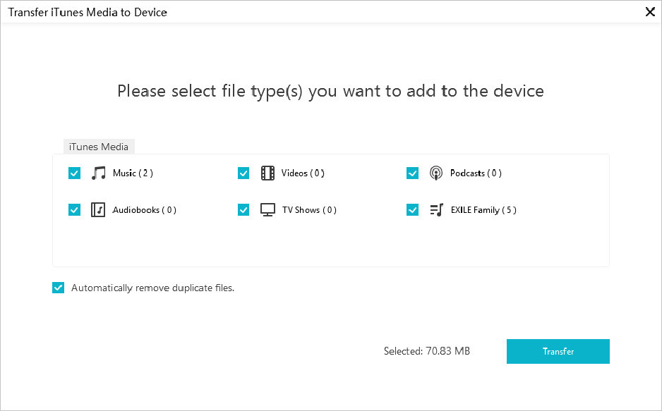 seleced files types