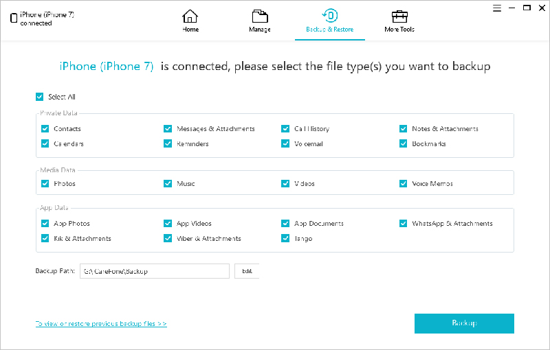 selected you want to backup
