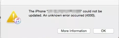 itunes error 4000 update to iOS 14