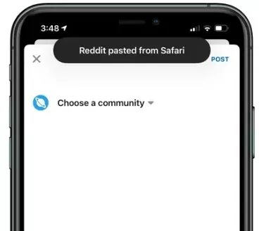 تطبيق reddit يقرأ بيانات حافظة المستخدم