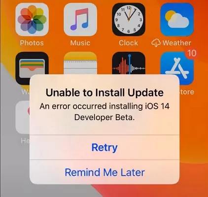 غير قادر على تثبيت تحديثات ios 14