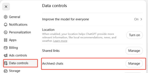 check archived chats to see deleted chats on chatgpt