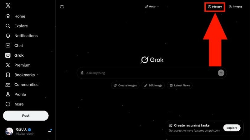 Click History to View Your Grok Chat History