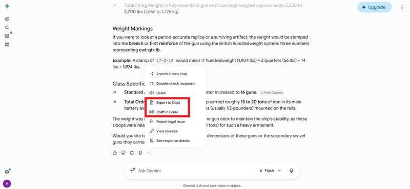 Emini Export to Docs and Gmail Draft Menu