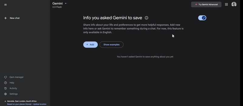 Enable Saved Info in Gemini