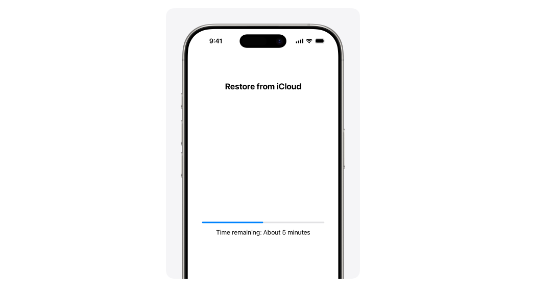 iphone screen showing restore from icloud progress