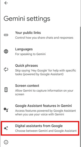 Locate Digital Assistants in Menu and Click It