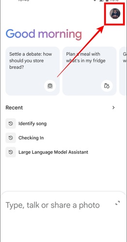 Open Gemini App and Select Account