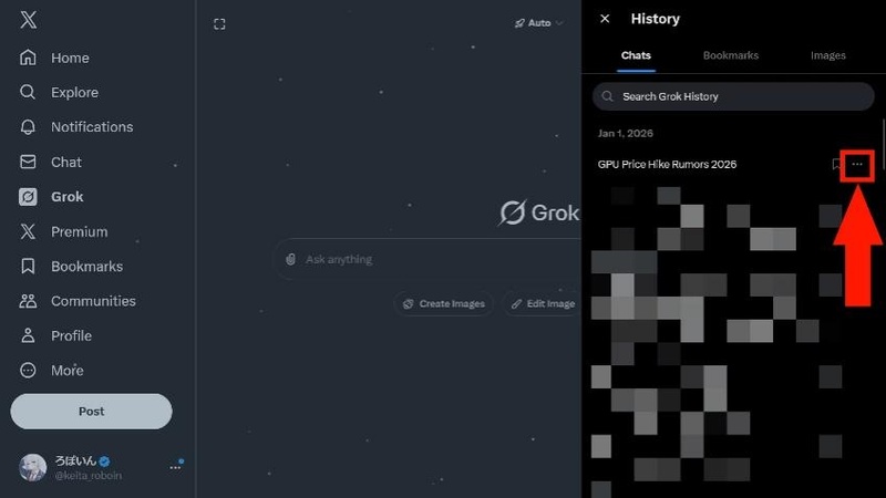 Open the Grok Conversation You Want to Remove