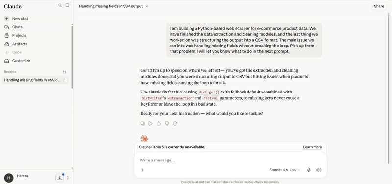 Pasting Context Summary into Claude Ai for New Chat Sessions