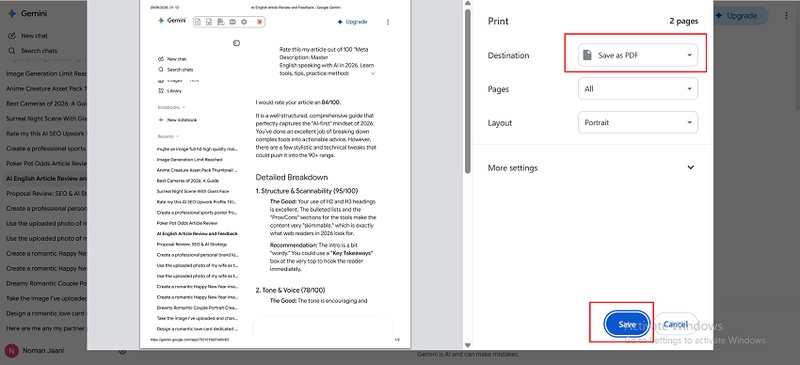 Save Gemini Chat As Pdf