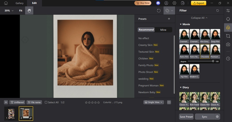 套用 PixPretty 拍立得濾鏡