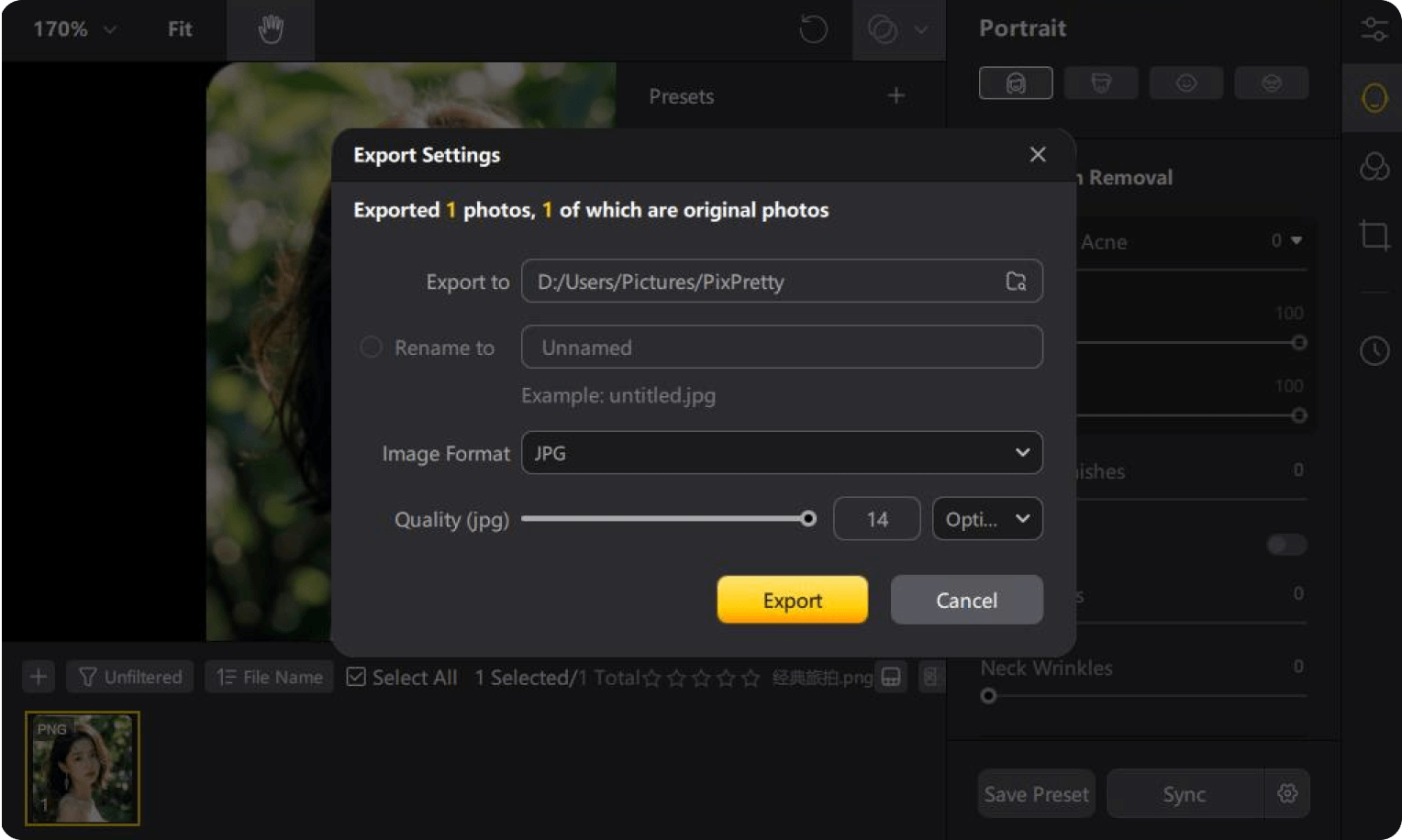 Export or Save Edited Photos