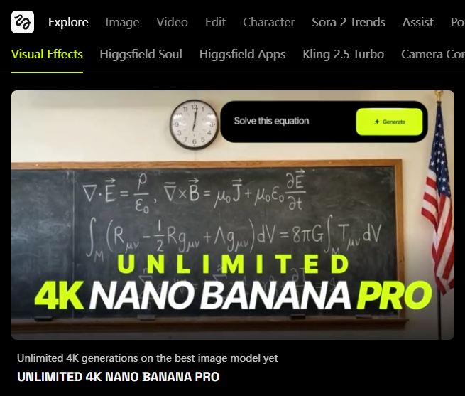 Higgsfield AI free access nano banana pro
