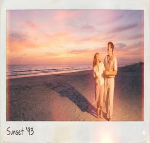 戶外夕陽拍立得 AI 照片