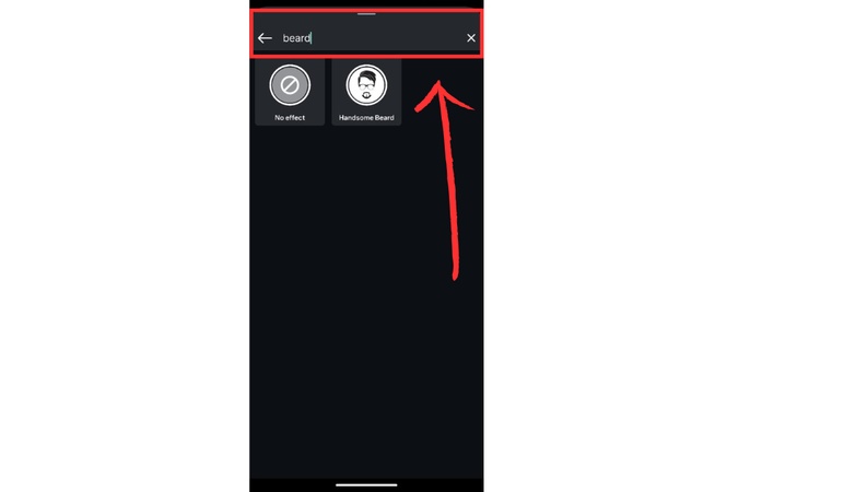 showing how to search for beard effect on instagram