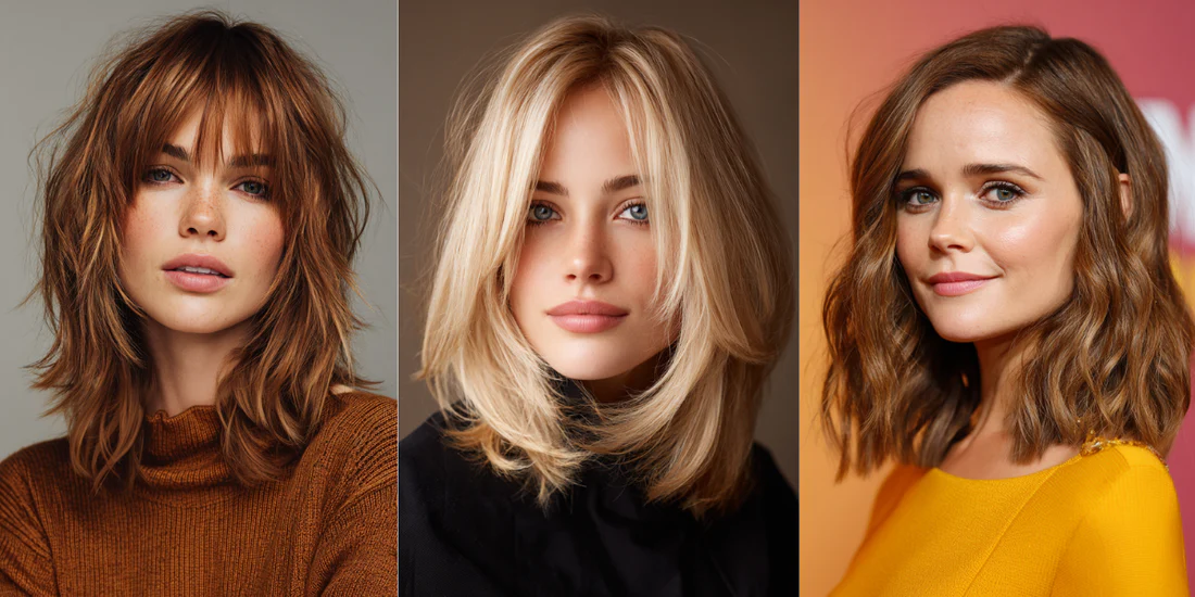 Jung aussehende Frau mit schulterlangem Haarschnitt