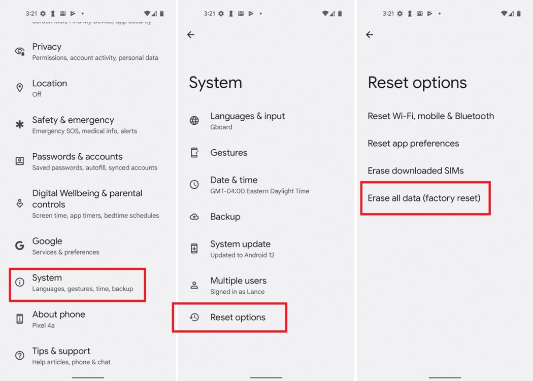 Perform a Factory Reset on android