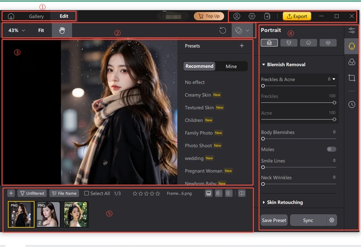 اضبط شريط شدة التأثير