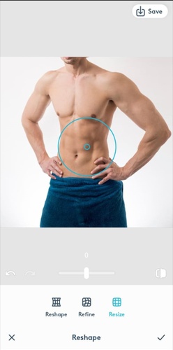 Airbrush App Oberfläche zur Körperformung bei Männerporträts