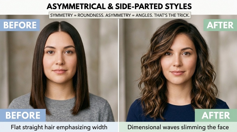 Asymmetrical & Side Parted Styles