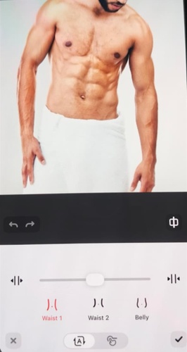 BodyTune Fotoeditor mit Schiebereglern zur Taillenanpassung