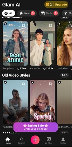 Glam Homepage Screenshot