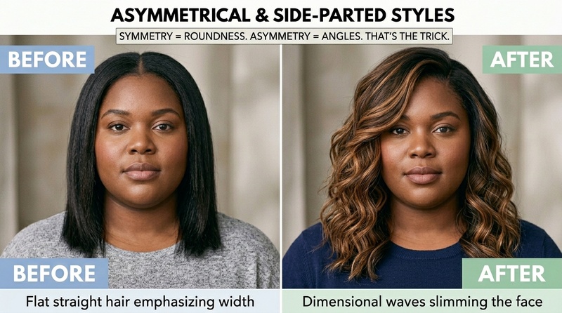 Side Parted Straight Hair