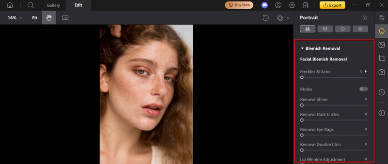 Turn on Blemish Removal