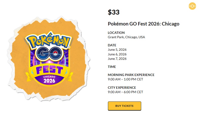 Pokémon GO Fest Chicago Tickets