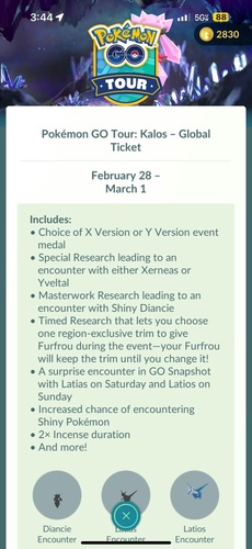 Buy Pokemon Go Tour Ticket in App