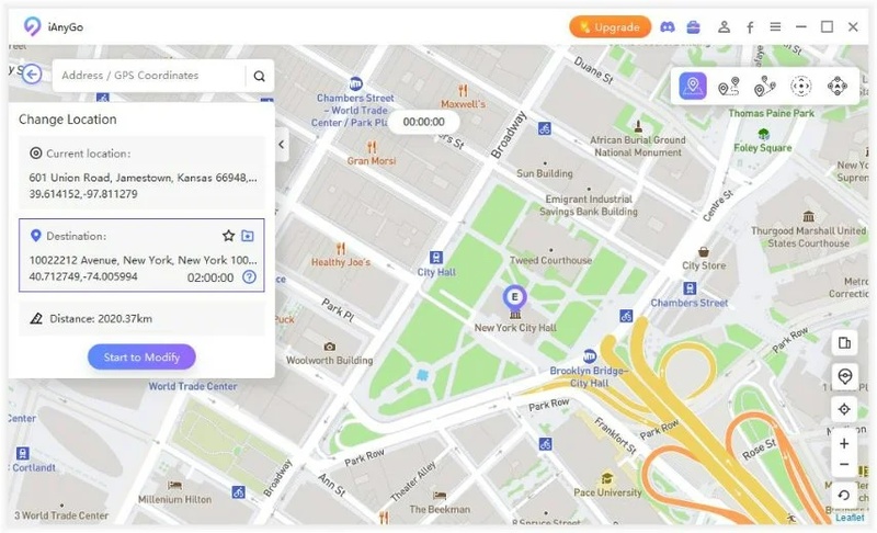 Search or select location on map