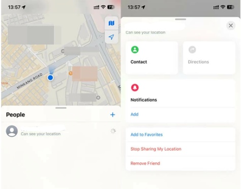 Tap Stop Sharing My Location