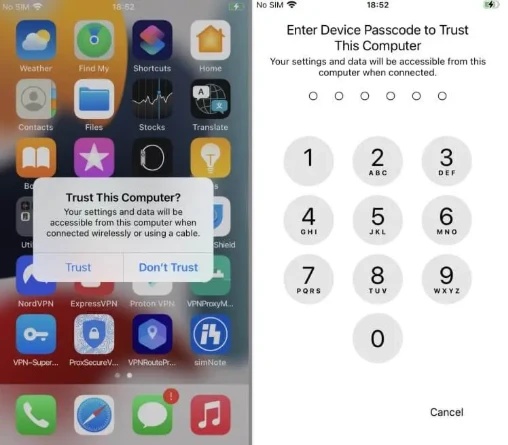 tapping trust computer and entering passcode