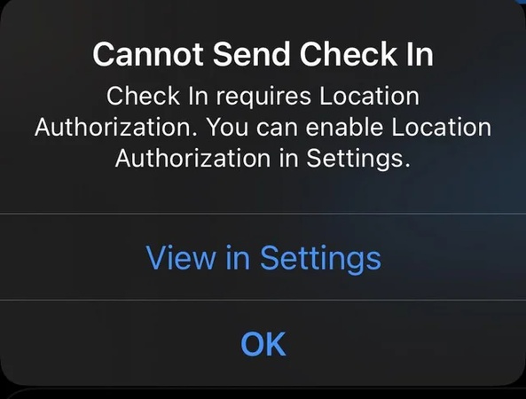 verify location services and other permissions