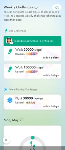 Weekly challenges reward active participation options
