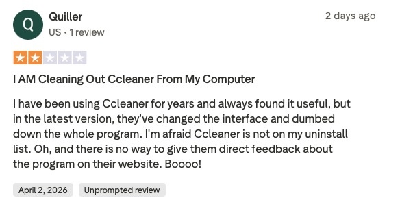 Ccleaner User Review 1