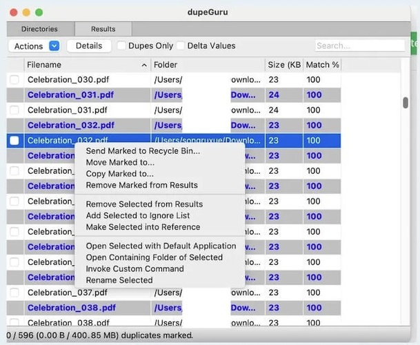 dupeGuru kostenloser Duplikate-Finder für Mac
