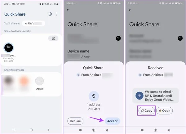 android quickshare copy