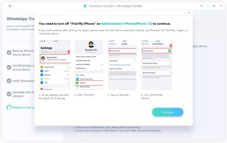 Mein iPhone suchen deaktivieren für Wiederherstellung