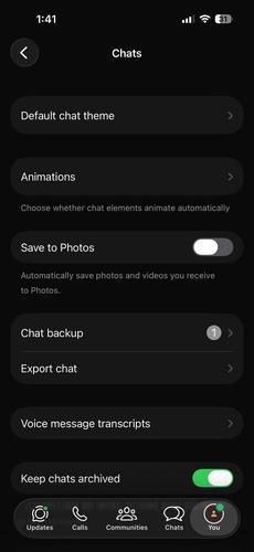 WhatsApp sohbet yedekleme ayarlarına gidin