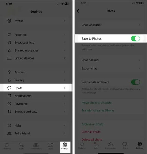 save whatsapp photos to gallery on ios
