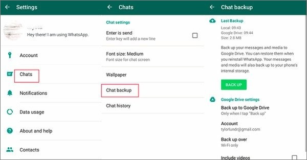 transfer Whatsapp messages from Android to iPhone using Google Drive via Google Drive