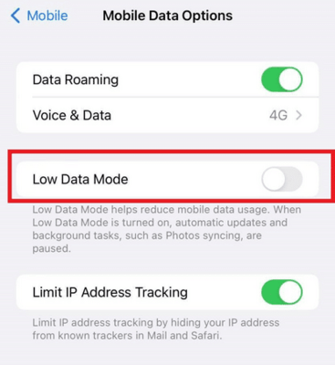 turn off low data mode