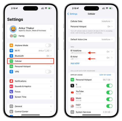 whatsapp number ios setting