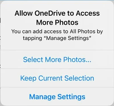 OneDrive settings