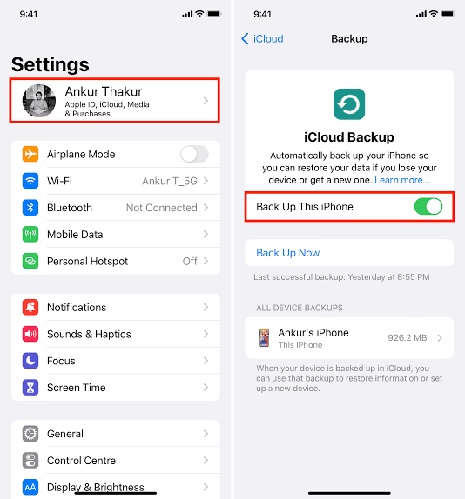 عمل نسخة احتياطية من iPhone قبل الرجوع إلى نظام iOS 27 بدون كمبيوتر