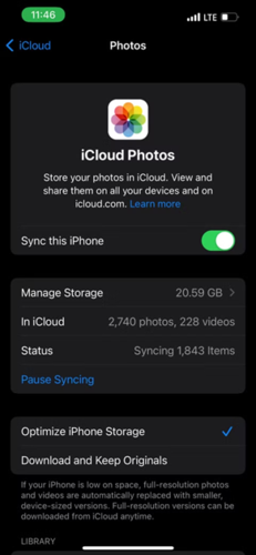 toggle icloud photos