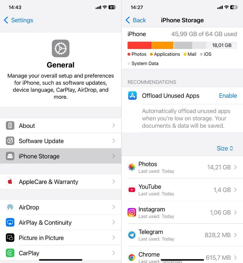 clean iphone storage