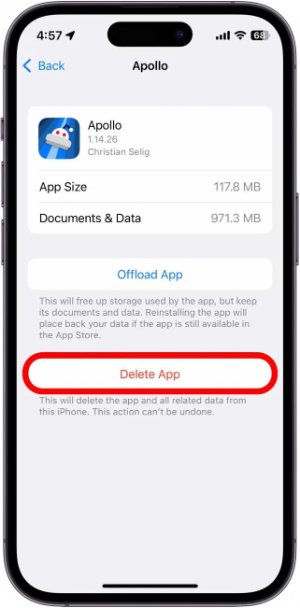 delete app on iphone